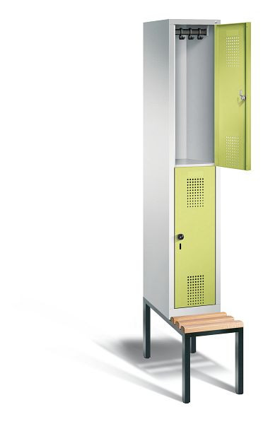 C+P Spind doppelstöckig Evolo, H2090xB320xT815mm, Farbe: Lichtgrau / Viridingrün, 48350-10 S10083