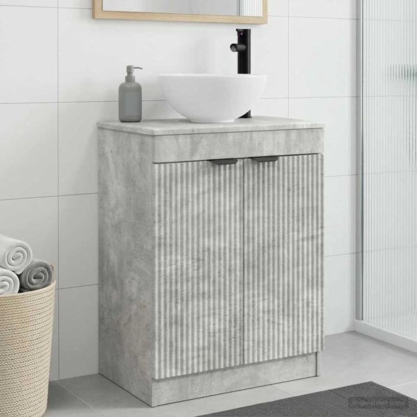 vidaXL Badezimmerschrank mit Waschbecken Betongrau 54 x 35 x 83 cm, 890141