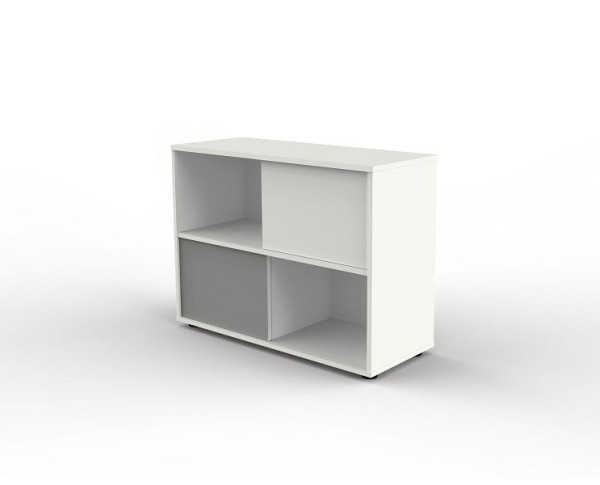 Kerkmann Schiebetürenschrank mit Wendetüren in halber Fachbreit, fresh, B 1000 x T 400 x H 750 mm, Weiß/Grafit, 13446410