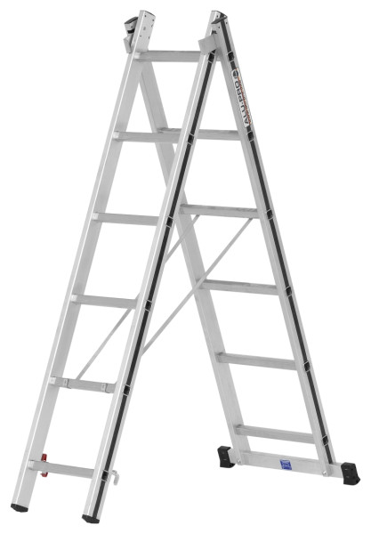 ALU-PRO Mehrzweckleiter zweiteilig, 2x6 Sprossen, Länge eingefahren 1,72 m / ausgefahren 2,84 m, 7004512