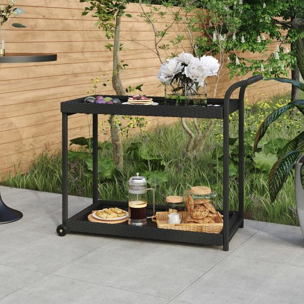 vidaXL Barwagen Schwarz 100x45x83 cm Poly Rattan, 316666
