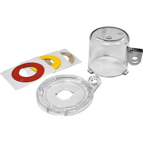 DENIOS Drucktasten-Verriegelung, transparent, H 49,60 x ∅: 73,80 mm, Tastengröße 16 mm, 312019