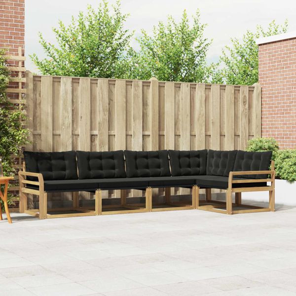 vidaXL Outdoor-Sofagarnitur mit Kissen 5-teilig Weiß und Schwarz, 3388686