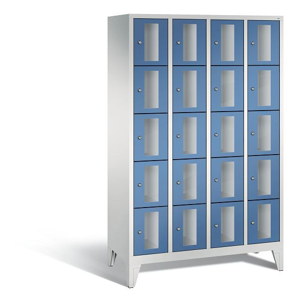 C+P Schließfachschrank Classic, 20 Fächer, H1850xB1190xT500 mm, Grau/Fernblau, 8010A405 S10033
