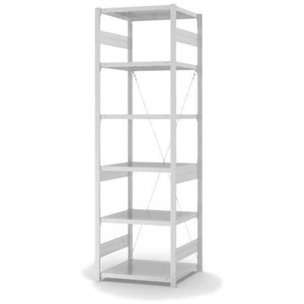 hofe Grundregal, zerlegt, 6 Böden 2500 x 600 x 750 mm, lichtgrau, Fachlast 300kg pro Boden, einseitige Bedienung, HKG25607XS
