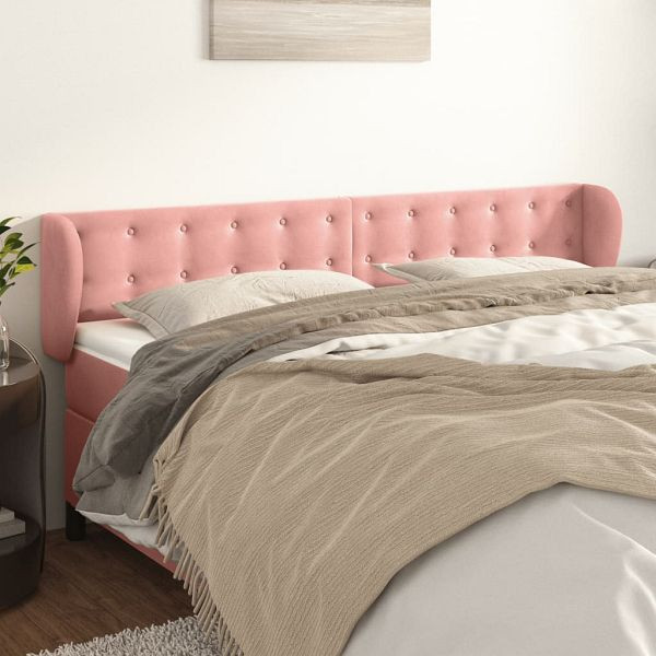 vidaXL Kopfteil mit Ohren Rosa 163x23x78/88 cm Samt, 3117637