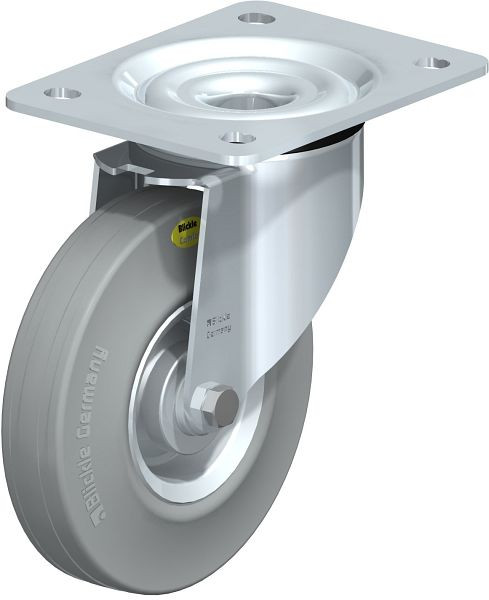 Blickle L-RD 140R-VLI Stahlblech-Lenkrolle, mittelschwere Ausführung, mit Anschraubplatte, Zweikomponenten-Vollgummi, Grau, 277020