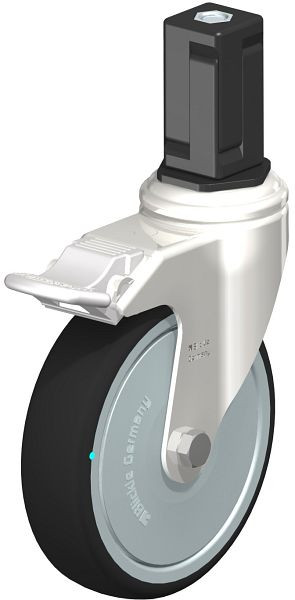 Blickle LKRXA-PATH 126KD-11-FI-FK-EXV15 Edelstahl-Apparate-Lenkrolle mit Expander & Feststeller, Thermoplastisches Polyurethan, Grau, 853494