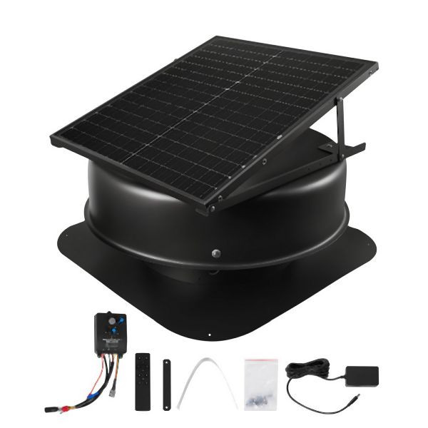 VEVOR Solarbetriebener Ventilator Dachventilator 50W Thermostat Fernbedienung, WDPQSWDKZQYKOBF15V2