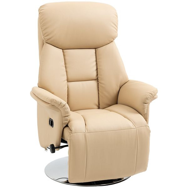 HOMCOM Relaxsessel, Liegefunktion, Lederoptik, Fußstütze, bis 150 kg, 78 x 80 x 109 cm, Beige, 839-848V80BG