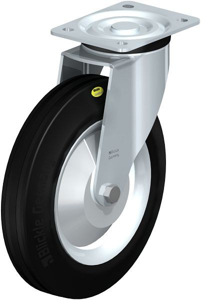 Blickle L-RD 252R-3-FA Stahlblech-Lenkrolle, mittelschwere Ausführung, mit Anschraubplatte, Zweikomponenten-Vollgummi, Schwarz, 850006