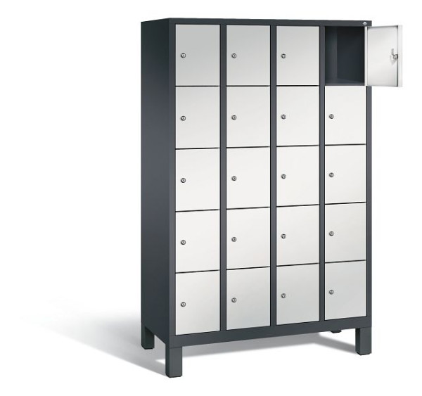 C+P Schließfachschrank Evolo, H1850xB1190xT500mm, Farbe: Schwarzgrau / Lichtgrau, 48010-405 S10059