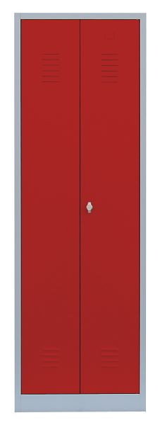 Lüllmann Stahl-Kleiderschrank / Garderobenschrank, 1800 x 600 x 500 mm, Lichtgrau/Feuerrot, 510424