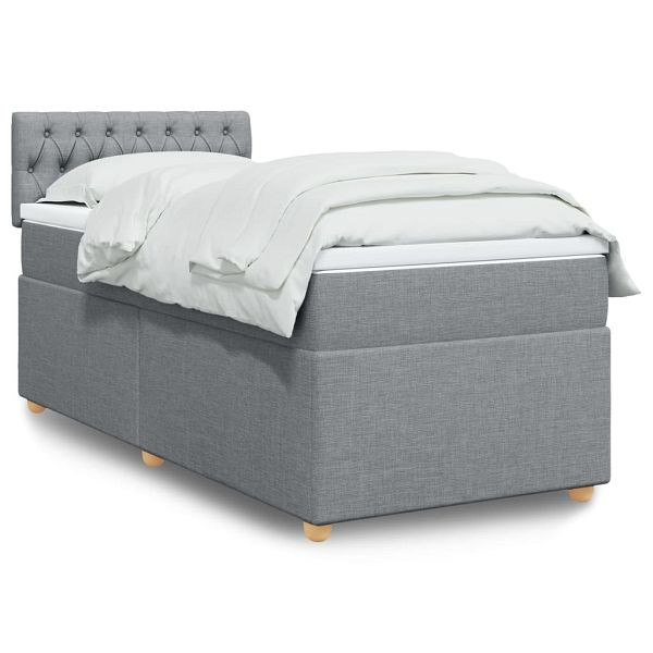 vidaXL Boxspringbett mit Matratze Hellgrau 90x190 cm Stoff, 3286542