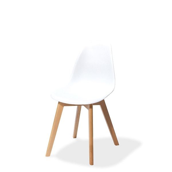 VEBA Keeve Stapelstuhl weiß ohne Armlehne, Birkenholz Gestell und Kunststoff Sitzfläche, 47x53x83cm (BxTxH), 505F01SW