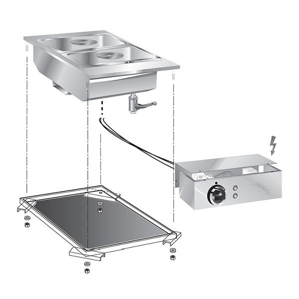 Gastro-Inox drop-in Bain Marie 40cm mit Anschlusskasten, 160.544