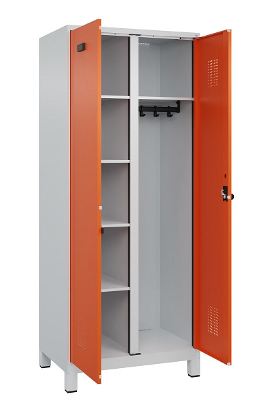 C+P Wäsche-/Garderobenspind Evolo PLUS, mit Füßen, 2 Abteile, 1950x800x500mm, 7, Frontfarbe RAL 2004 Reinorange, Drehriegel, 049610-22 S10002