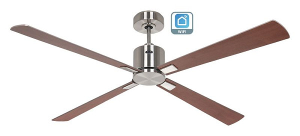 CasaFan Deckenventilator Eco Concept 152 Chrom gebürstet-Massivholz Nussbaum gebeizt/Kirsche WiFi, 921561W