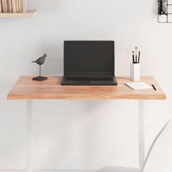 vidaXL Tischplatte 80x60x2 cm Massivholz Eiche Behandelt Baumkante, 363944