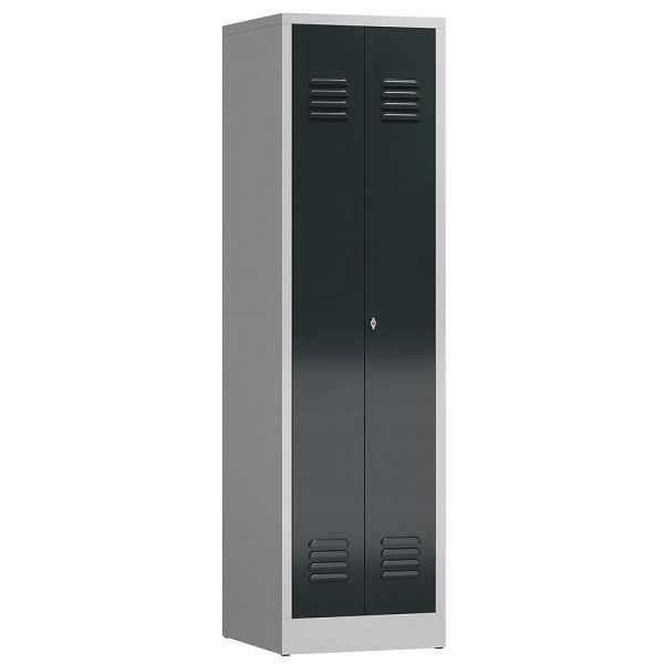 Lüllmann ClassiX Mehrzweckspind, 2 Abteile, 1800 x 500 x 500 mm, lichtgrau/anthrazitgrau, X-510708