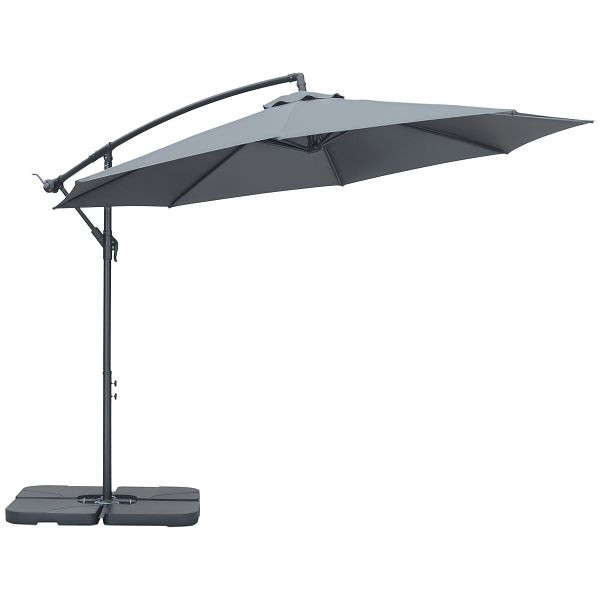 Outsunny Ampelschirm Sonnenschirm Gartenschirm, inkl. Kreuzfuß, wetterbeständig, 292 cm x 292 cm x 247 cm, Grau, 84D-096V02CG