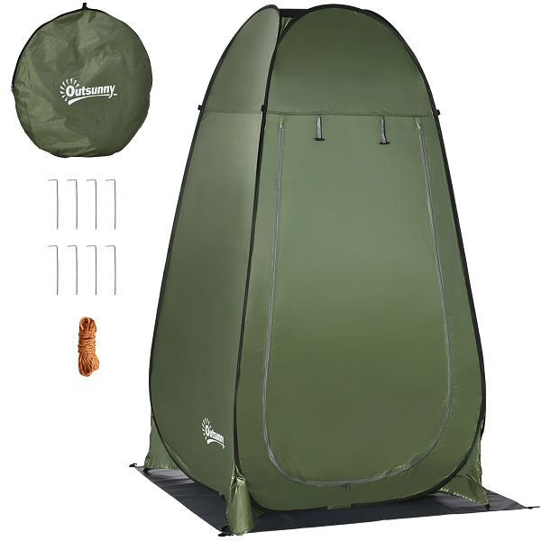 Outsunny Duschzelt, Outdoor Umkleidekabine, faltbar, inkl. Tragetasche, 126 x 124 x 189 cm, Dunkelgrün, A20-258DG