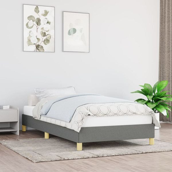 vidaXL Bettgestell Dunkelgrau 90x190 cm Stoff, 346779, 8720287168287