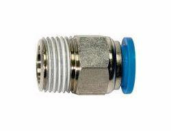 Riegler Gerade Steckverschraubungen, Außengewinde konisch mit Gewindebeschichtung und Außensechskant, 109138