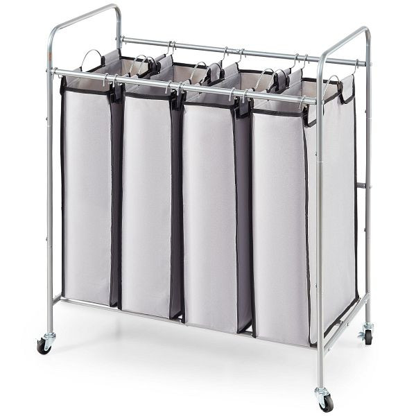 VEVOR 4-teiliger Wäschewagen Kommerzieller Wäschesortierer, 20 kg Belastbar Wäschesammler Wäschewagen, Wäschetrenner Rollbar, XYLFJSGBD4100S0EXV0