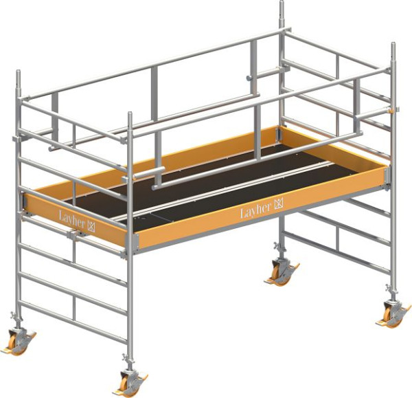 Layher Gerüst Uni Breit P2 SAFETY PLUS mit Doppelgeländer, Max. Plattformhöhe: 1,20 m, 1422101