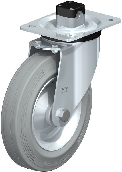 Blickle L-RD 202R-CS11-VLI Stahlblech-Lenkrolle, mittelschwere Ausführung, mit Anschraubplatte & Zentralfeststeller, Zweikomponenten-Vollgummi, 849996