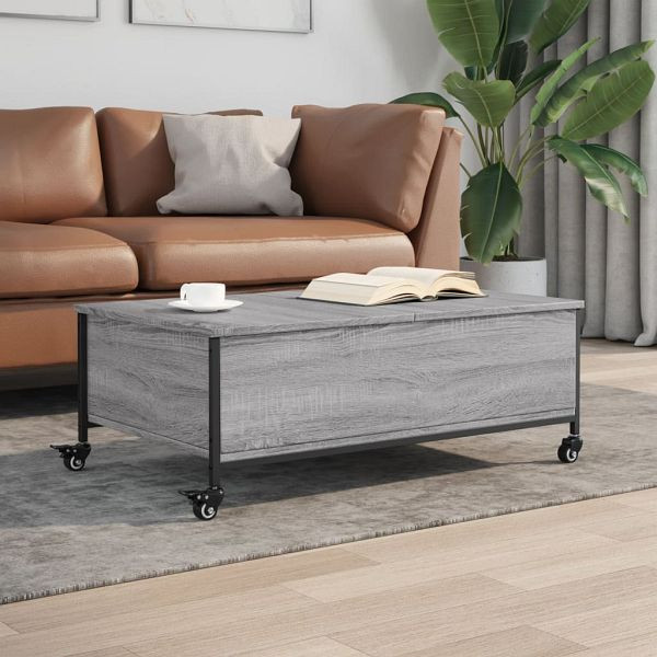vidaXL Couchtisch mit Rollen Grau Sonoma 91x55x34 cm Holzwerkstoff, 842299