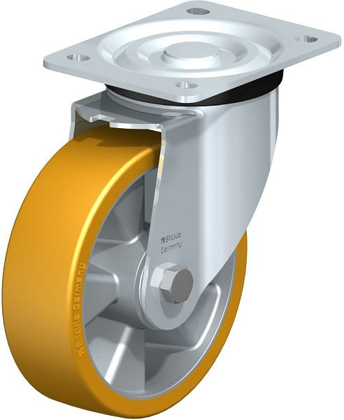 Blickle L-ALTH 160K Stahlblech-Lenkrolle, mittelschwere Ausführung, mit Anschraubplatte, Blickle Extrathane®, Hellbraun, 320085