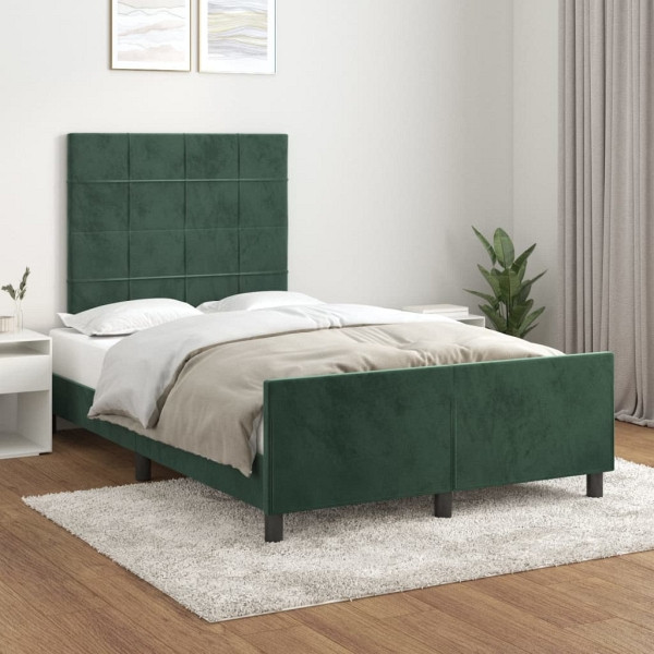 vidaXL Bettgestell mit Kopfteil Dunkelgrün 120x200 cm Samt, 3125748