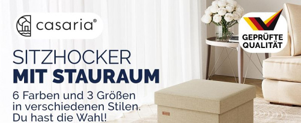 casaria Sitzbank Beige 76x38x38cm mit Klappdeckel, 109840