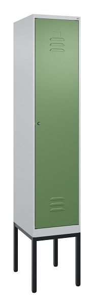 C+P Umkleidespind Classic PLUS mit Mitteltrennwand, Gestell, 2120x400x500mm, 7035/6011, Zylinderschloss, 0800307-12F S10021