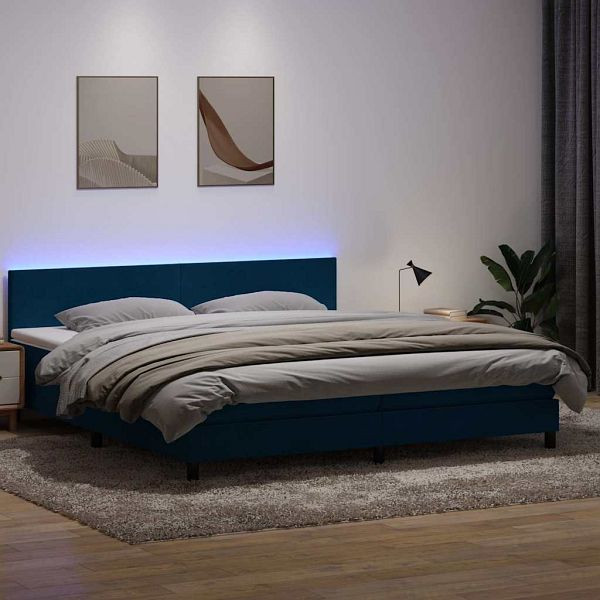 vidaXL Boxspringbett mit Matratze Dunkelblau 200x220 cm Samt, 3316759