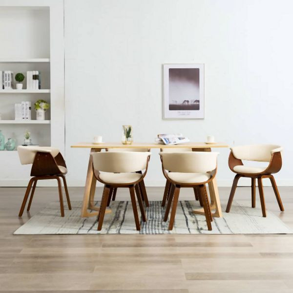 vidaXL Esszimmerstühle 6 Stk. Creme Bugholz und Kunstleder, 278726
