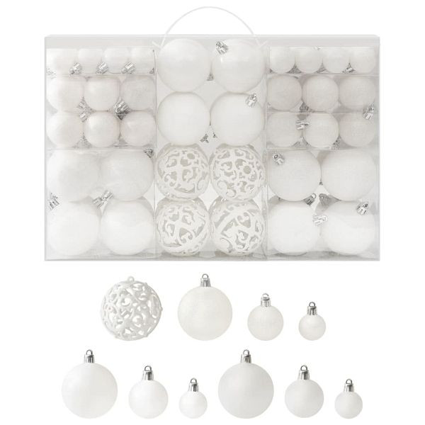 vidaXL 100-teilig Weihnachtskugel-Set Weiß, 330082