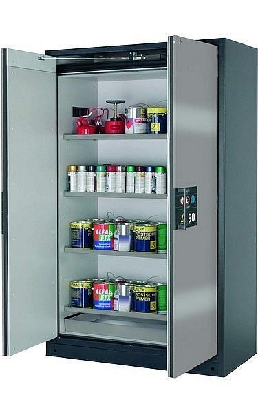 asecos Sicherheitsschrank Q-PEGASUS-90, Q90.195.120.WDAC in Silber mit 4x Fachboden (Edelstahl), 30002-049-30011