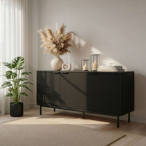 HOME DELUXE Sideboard NYLA Schwarz - 154 x 73 cm, 74306