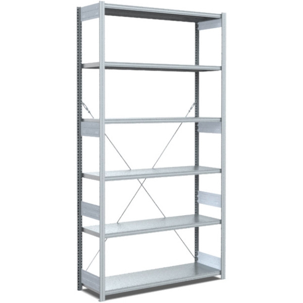 BITO Fachbodenregal Typ: EL Grundfeld 40mm-Boden Set /100kg 2499x996x424 6FB verzinkt, C1235-0006