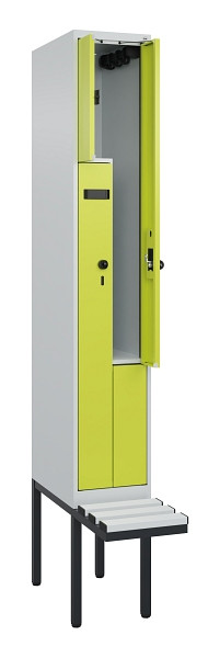 C+P Z-Spind Evolo PLUS, Bank, 2 Fächer, 2120x300x815mm, 7035/0024, Drehriegel, Material Sitzfläche Kunststoff, 0490437-102 S10069