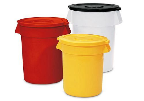 DENIOS Mehrzweckbehälter aus Polyethylen (PE), 75 Liter Volumen, rund, gelb, 115913