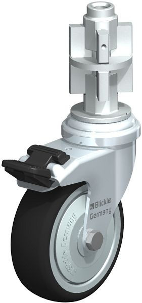 Blickle LRA-PATH 75K-FI-FK-E05 Apparate-Lenkrolle mit Expander & Feststeller, Thermoplastisches Polyurethan, Grau, 848637