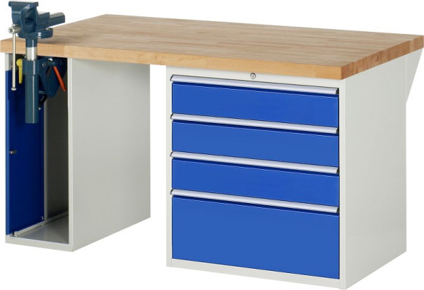 RAU Werkbank Serie 7000 - Modell 7610-2, B1500 x T900 x H890 mm, Systemunterbau B1500 x T850 x H850 mm, 03-7610A2-159B4M.11