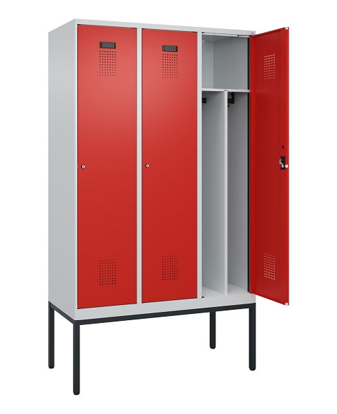 C+P Spind Evolo PLUS, Gestell, 3 Abteile, 2120x1200x500mm, 7035/3000, Verschluss Zylinderschloss, 0490307-32F S10030