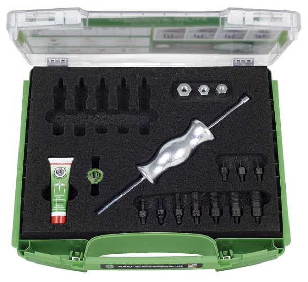 KUKKO Passfeder- und Passstiftauszieher-Satz, Gewinde des Adapters Werkstückseite: M3; M4; M5; M6; M8; M10; M12; M14; M16; M18, 223-K