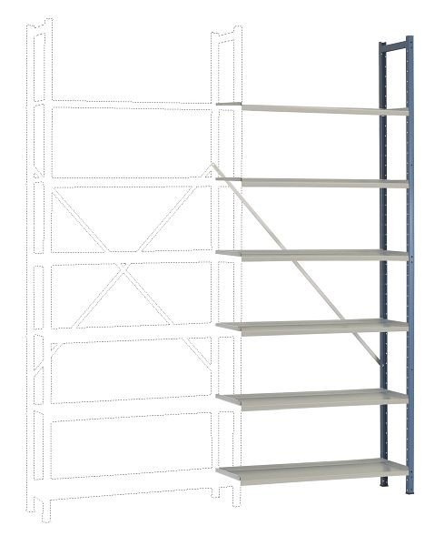 Manuflex Archiv-Anbauregal mit 6 Stahlböden, HxBxT = 2250 x 930 x 300 mm, RA2184.5007