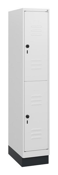 C+P Doppelstöckiger Spind Classic PLUS, Sockel, 1630x300x500mm, 9016/9016, Drehriegel, 0803205-10 S10014